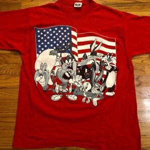 1995 LOONEY TUNES USA FLAG VINTAGE T SHIRT